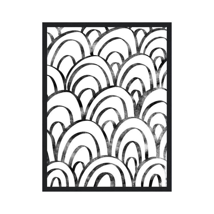 Decorative panel with black and white wave pattern
