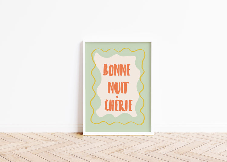 Bonne Nuit Cherie Word Art Print