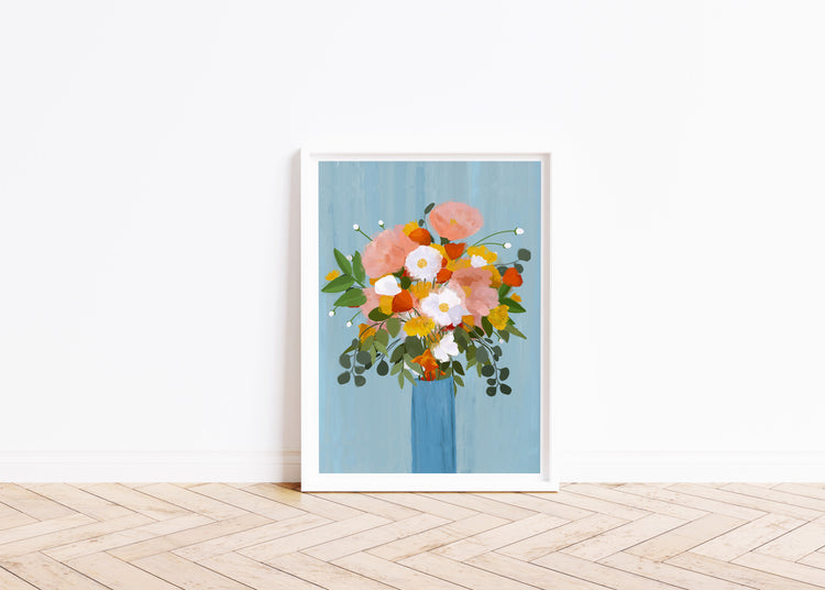 Contemporary Floral Still life Art Print - Vintage Blooms