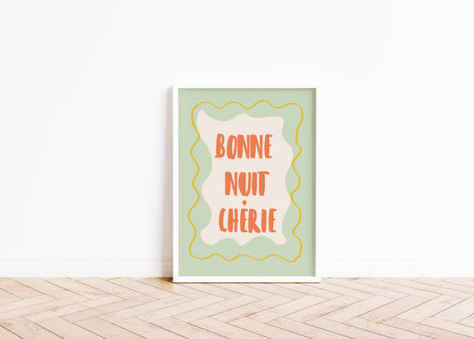 Bonne Nuit Cherie Word Art Print