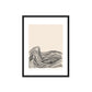 Framed artwork with wavy line design on a beige background