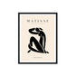 Framed art print with a black silhouette of a woman and 'Matisse' branding on a beige background