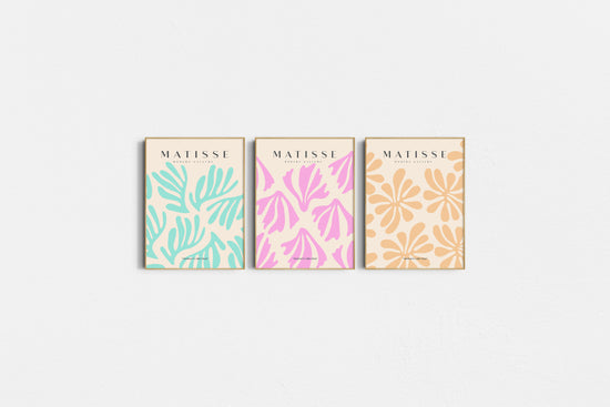 Three Matisse patterned boxes on a white background
