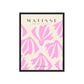 Framed artwork with pink abstract design and 'Matisse' branding on a beige background