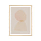 Framed abstract art with soft beige shapes on a light background
