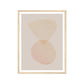Framed abstract art print with geometric shapes on a beige background
