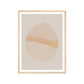 Framed abstract art print with a beige and brown shape on a light background