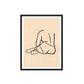 Framed line art of a person sitting on a beige background