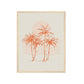 Framed artwork with orange palm trees on a beige background