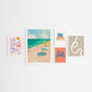Set of five framed artworks on a white wall